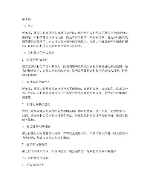 农村债务的形成与化解(3篇)