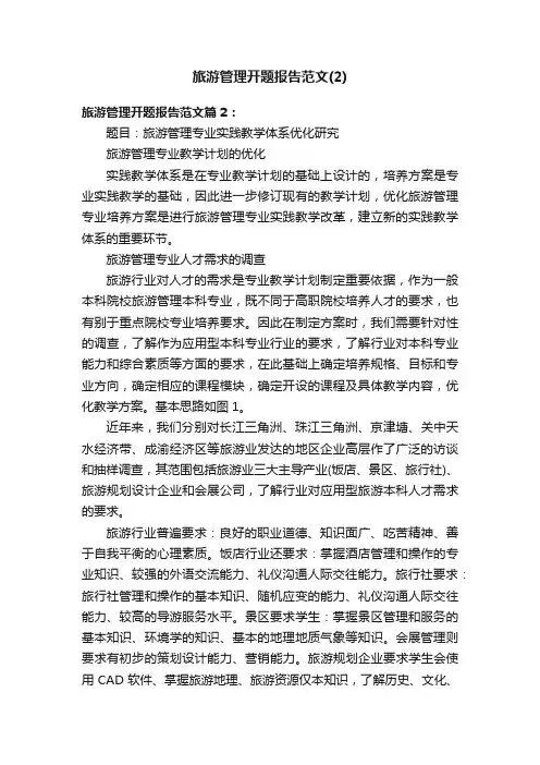 旅游管理开题报告范文（2）