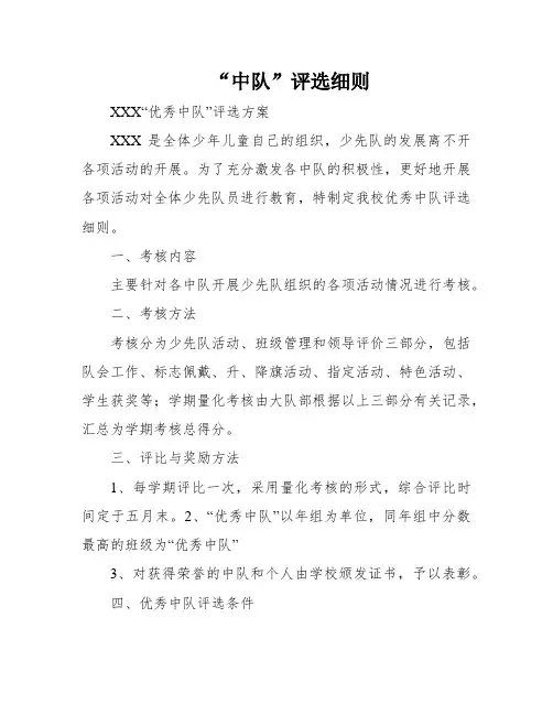 “中队”评选细则
