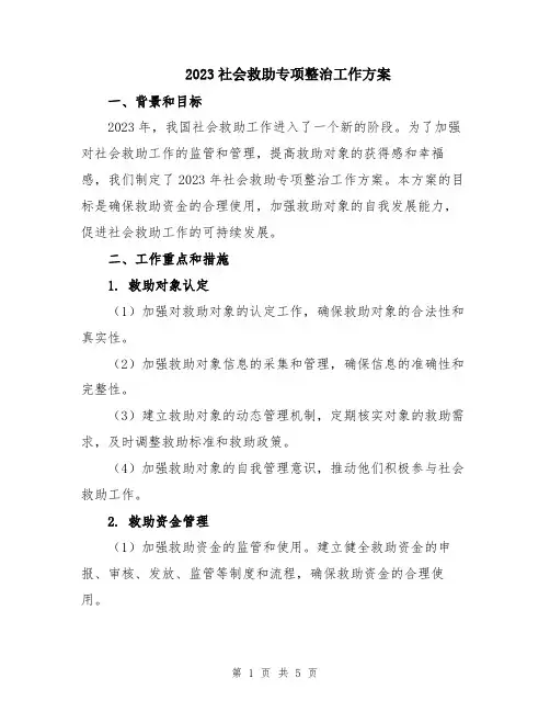 2023社会救助专项整治工作方案