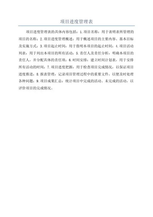 项目进度管理表
