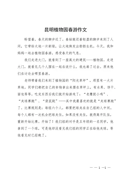 昆明植物园春游作文