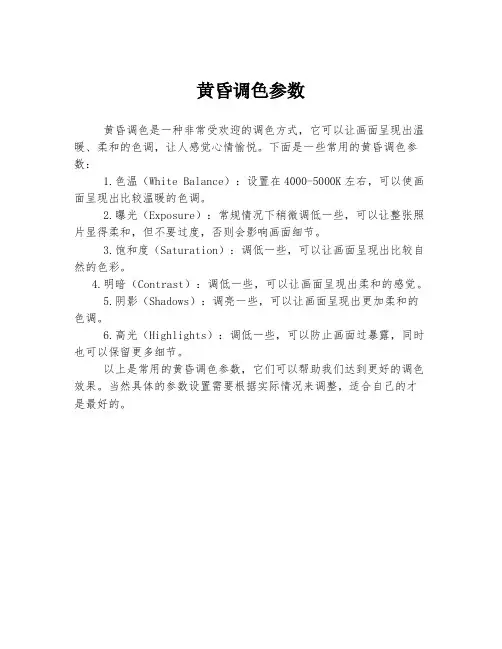 黄昏调色参数