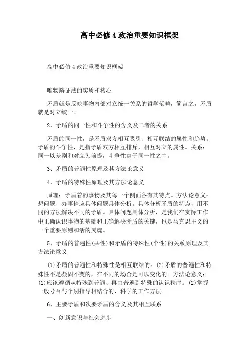 高中必修4政治重要知识框架