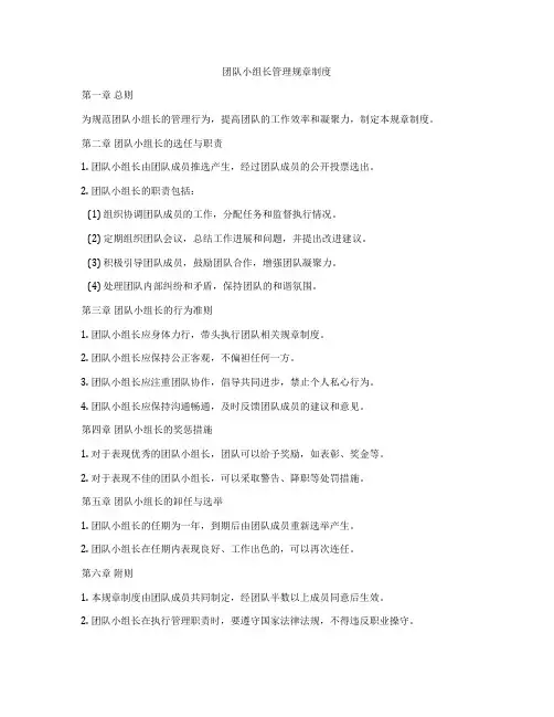 团队小组长管理规章制度