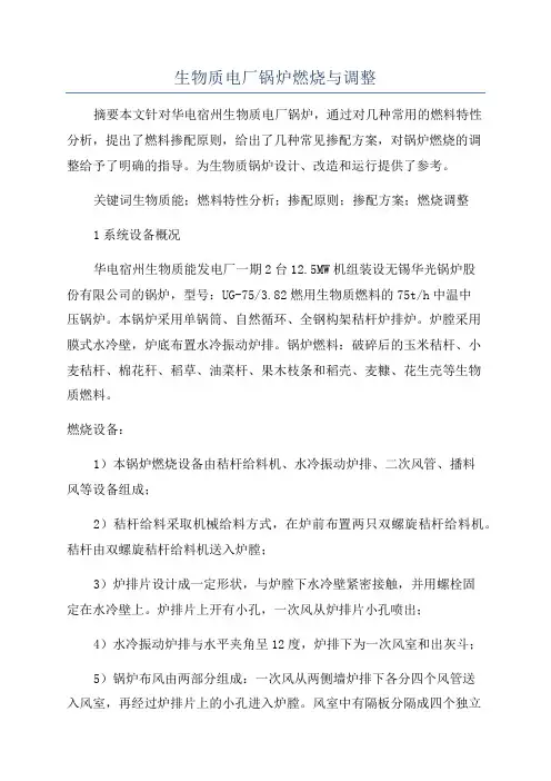 生物质电厂锅炉燃烧与调整