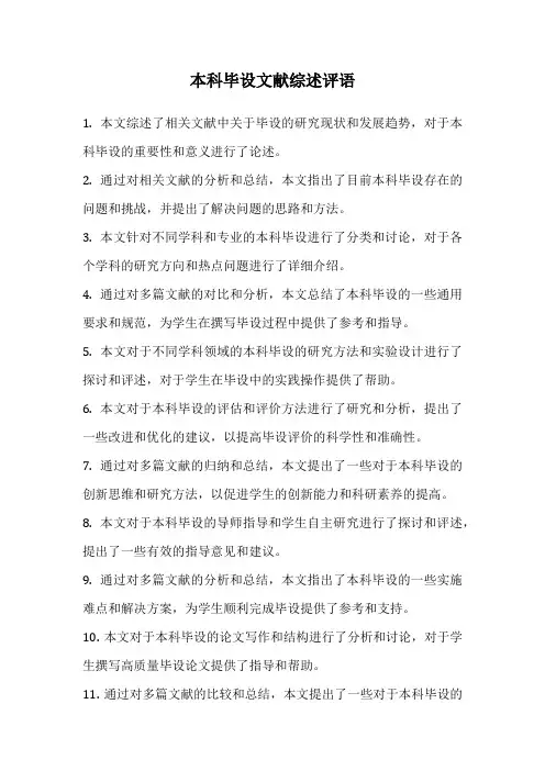 本科毕设文献综述评语
