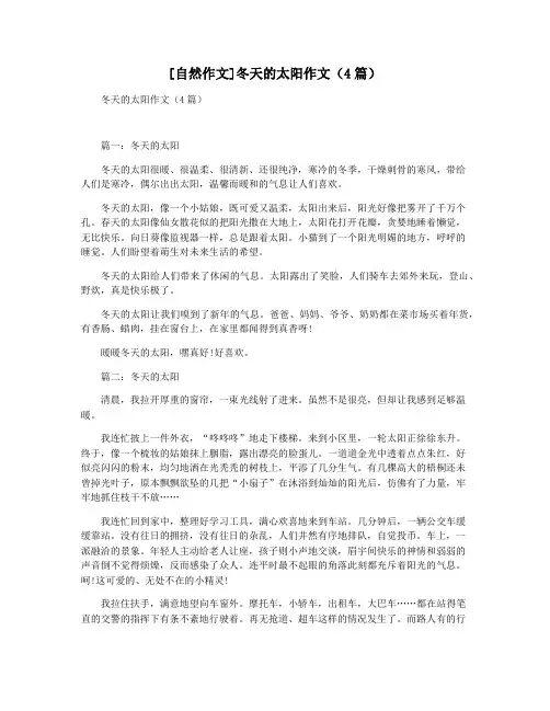 [自然作文]冬天的太阳作文(4篇)