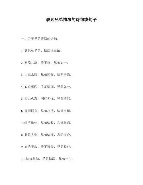 表达兄弟情深的诗句或句子