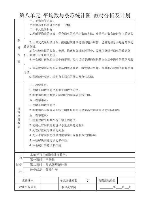 四数下册第8单元集体备课教案(4页)