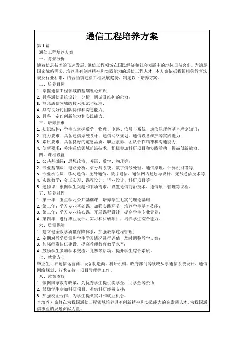 通信工程培养方案