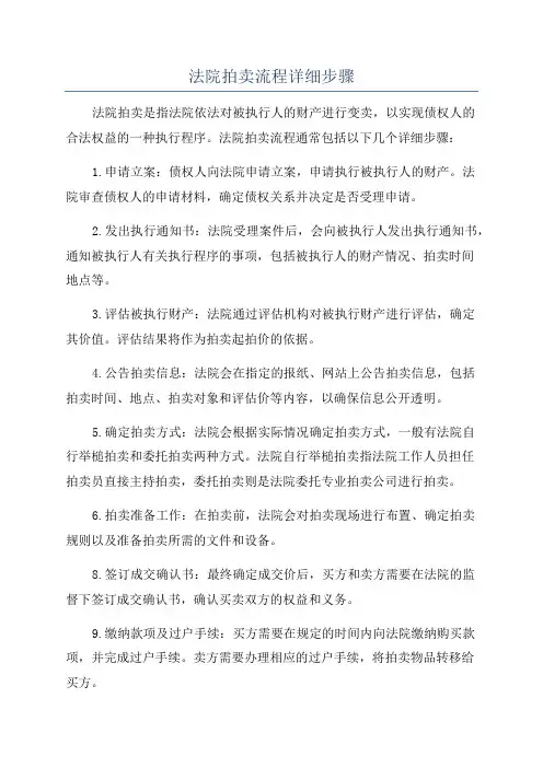 法院拍卖流程详细步骤