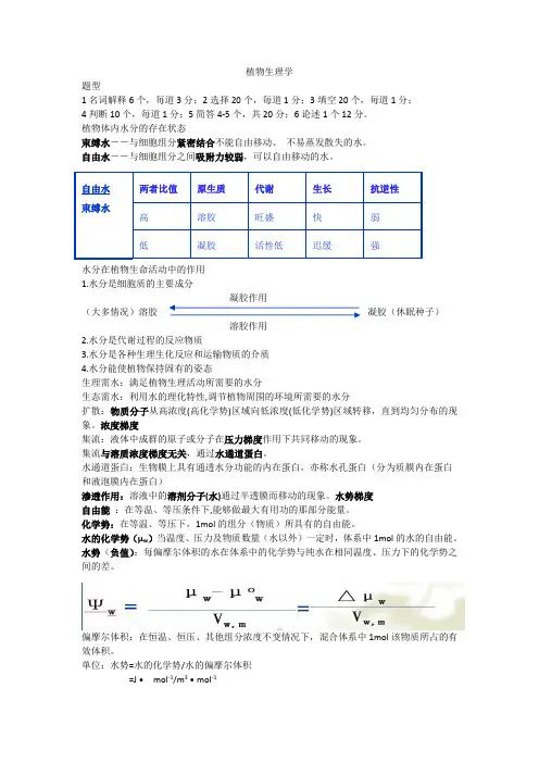 植物生理学复习资料