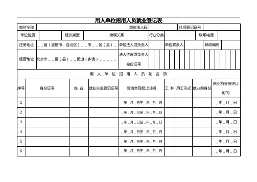 用人单位招用人员就业记录表