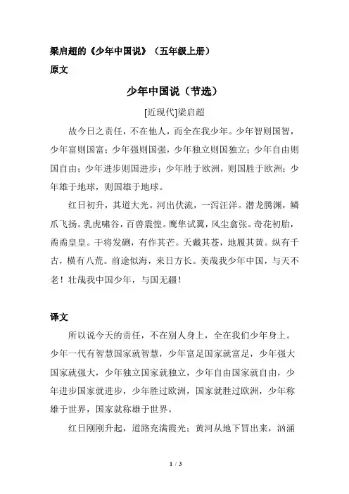 中国少年说五上课文