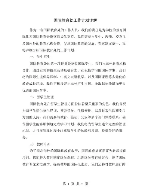 国际教育处工作计划详解