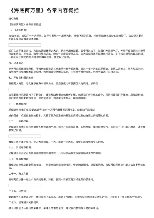 《海底两万里》各章内容概括