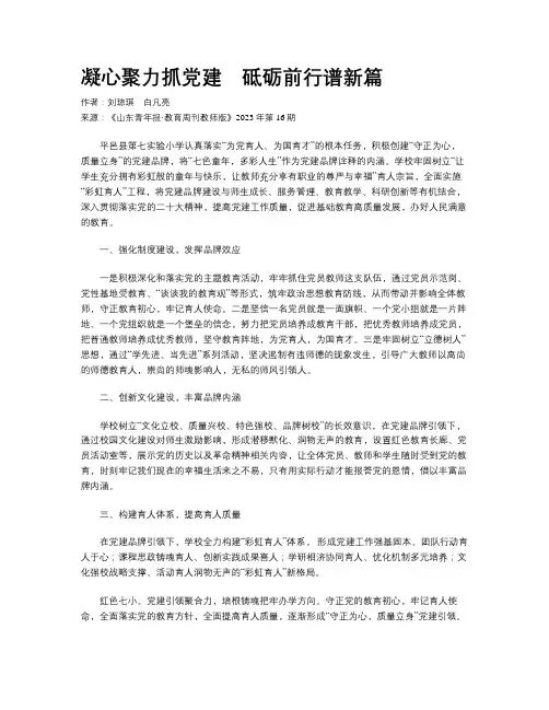 凝心聚力抓党建　砥砺前行谱新篇