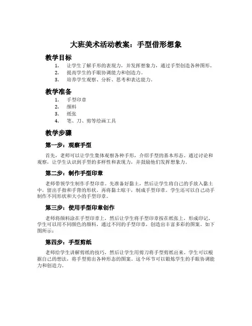 大班美术活动教案：手型借形想象