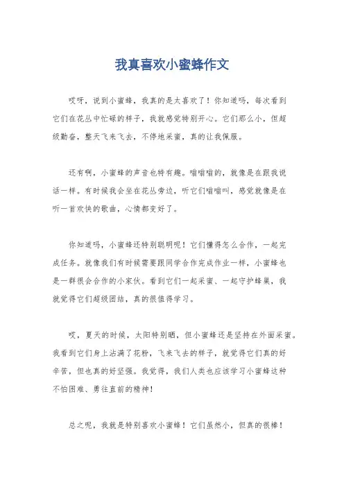 我真喜欢小蜜蜂作文