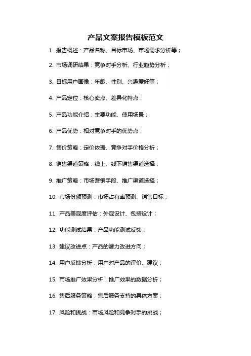 产品文案报告模板范文