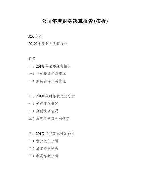 公司年度财务决算报告(模板)
