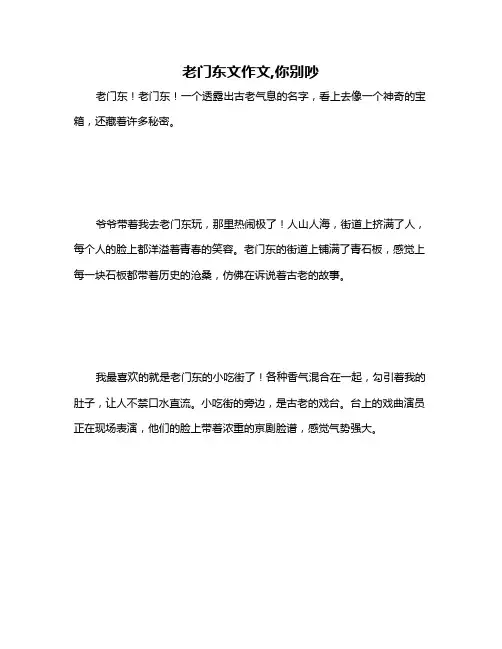 老门东文作文,你别吵