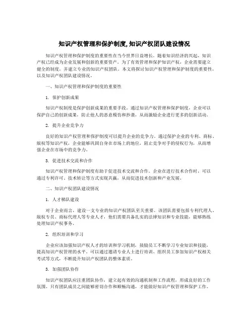 知识产权管理和保护制度,知识产权团队建设情况