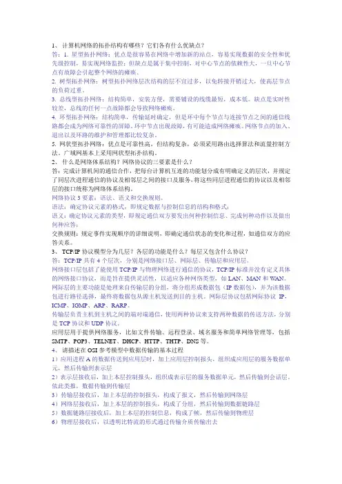 计算机网络复习题及答案