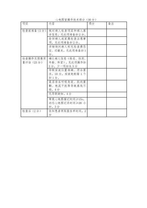 心电图室操作技术部分