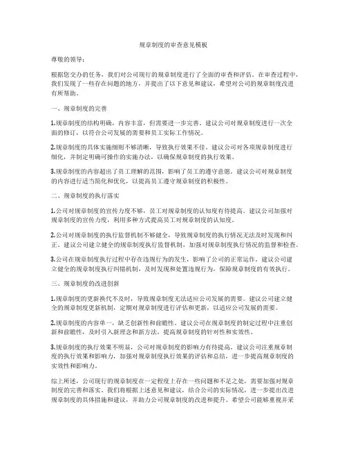规章制度的审查意见模板