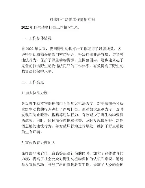 打击野生动物工作情况汇报