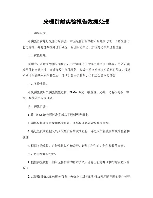 光栅衍射实验报告数据处理