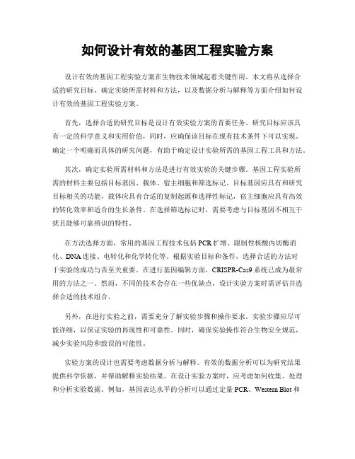 如何设计有效的基因工程实验方案