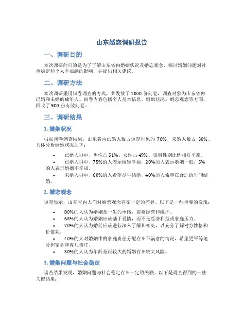 山东婚恋调研报告