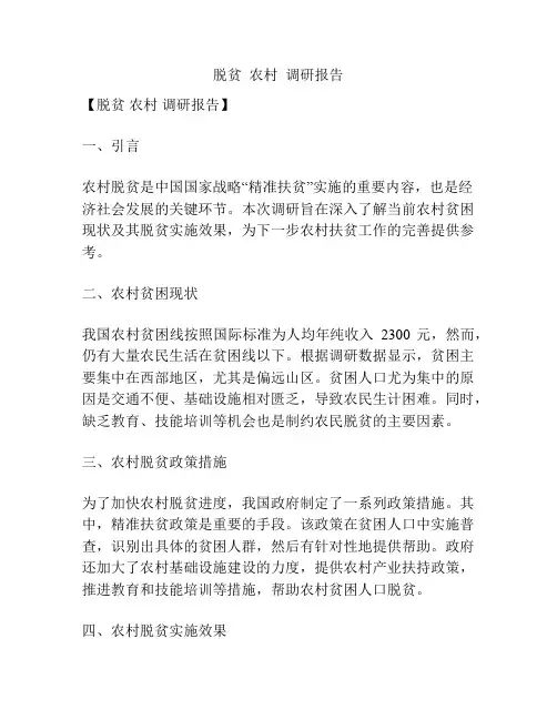 脱贫  农村  调研报告