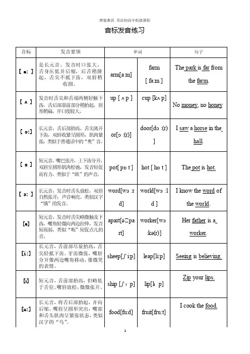 48个国际音标发音练习题册