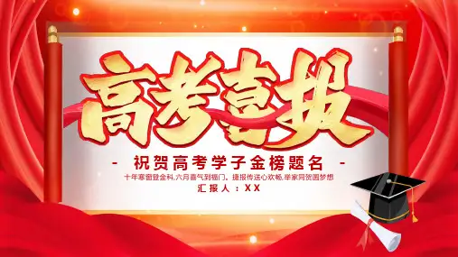 红色喜庆高考喜报PPT模板