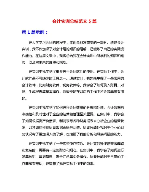 会计实训总结范文5篇