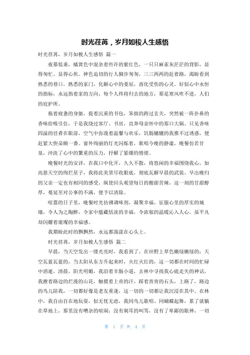 时光荏苒,岁月如梭人生感悟