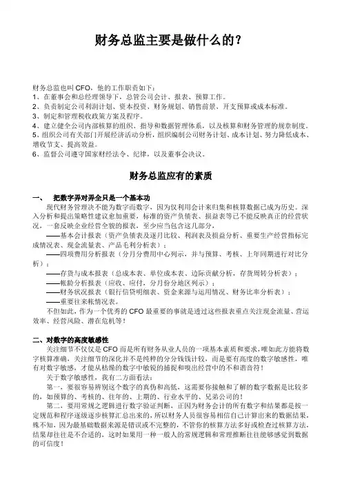 财务总监主要是做什么的啊