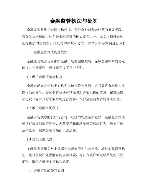 金融监管执法与处罚