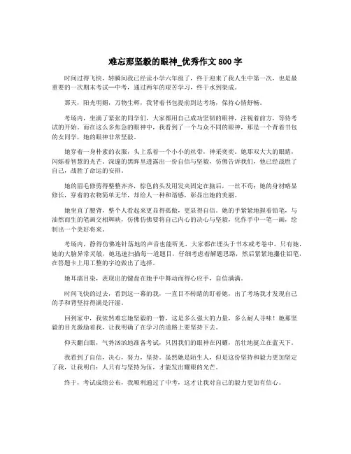 难忘那坚毅的眼神_优秀作文800字
