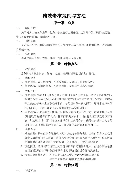 绩效考核规则与方法