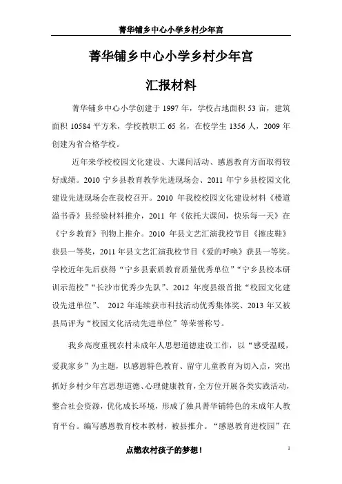 菁华铺中心小学乡村少年宫汇报材料