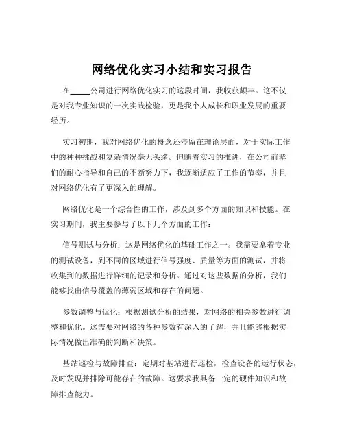 网络优化实习小结和实习报告