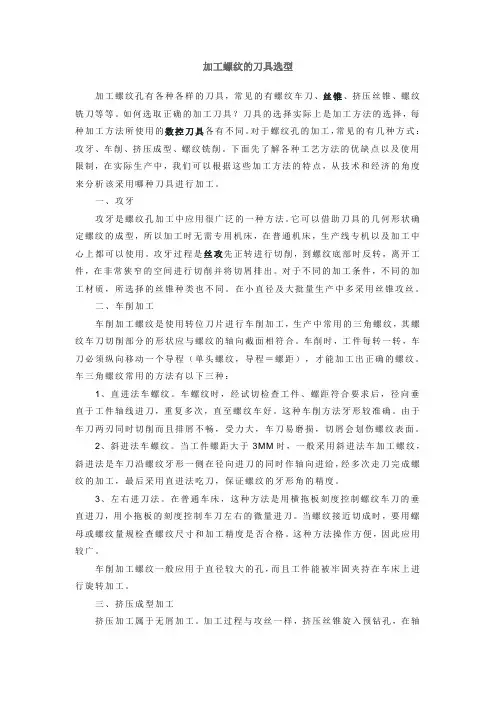 加工螺纹的刀具选型