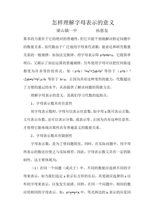 怎样理解字母表示的意义