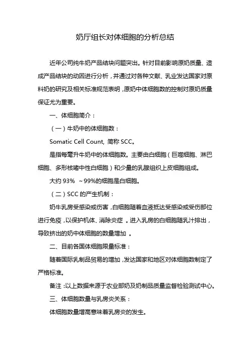奶厅组长对体细胞的分析总结
