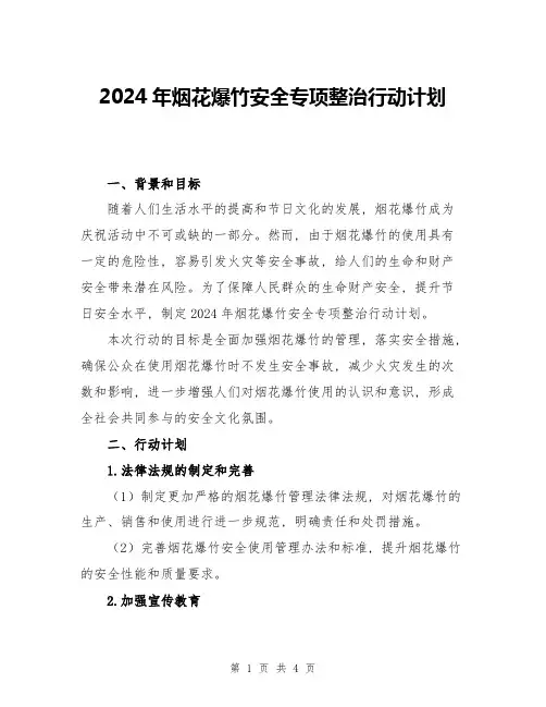 2024年烟花爆竹安全专项整治行动计划